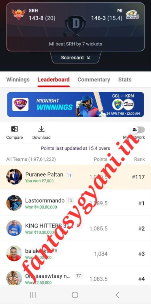 Dream11 Paid Team Provider
